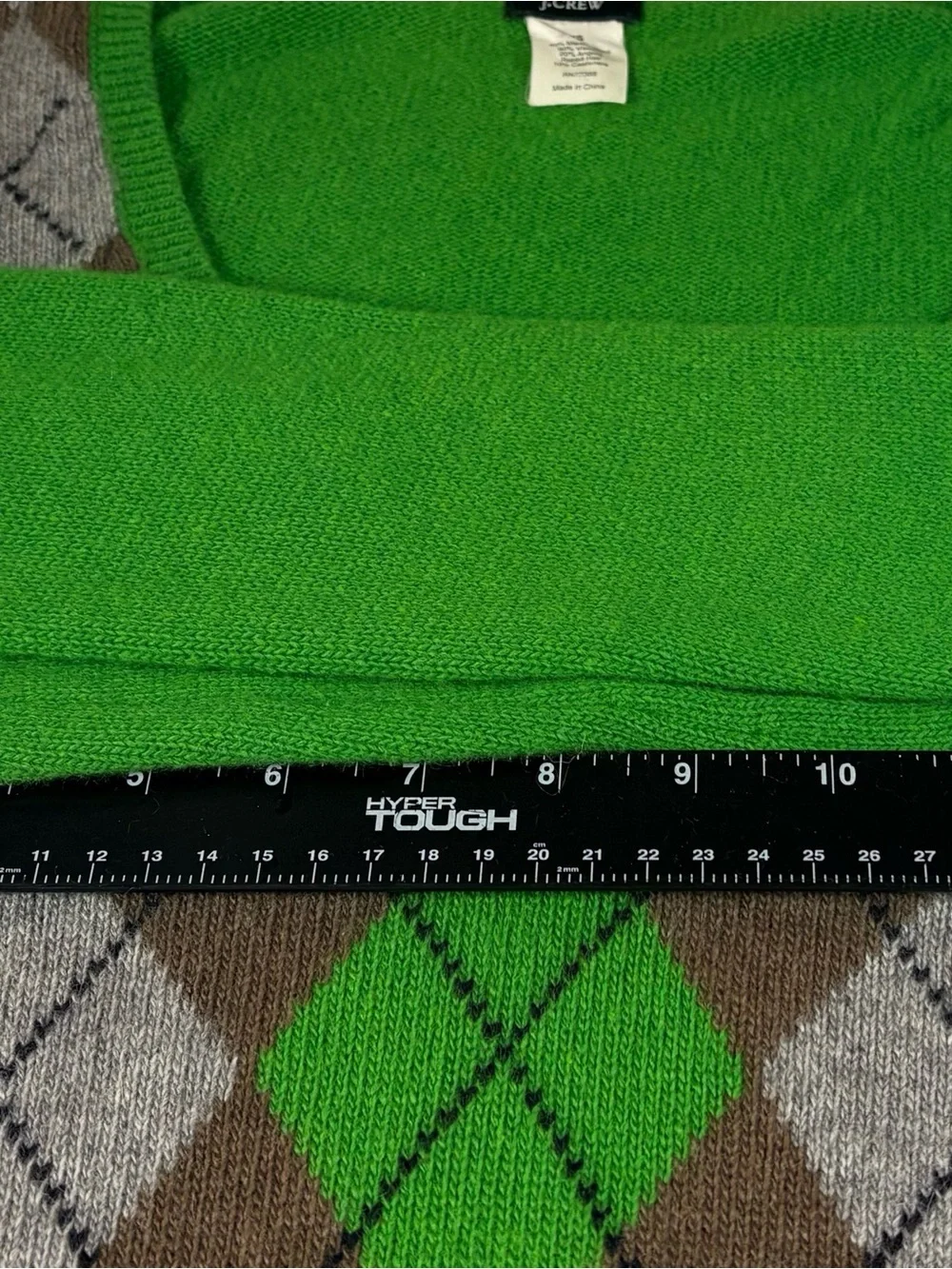 💚 XS J.Crew Kelly Green Argyle Merino Angora Cashmere Sweater